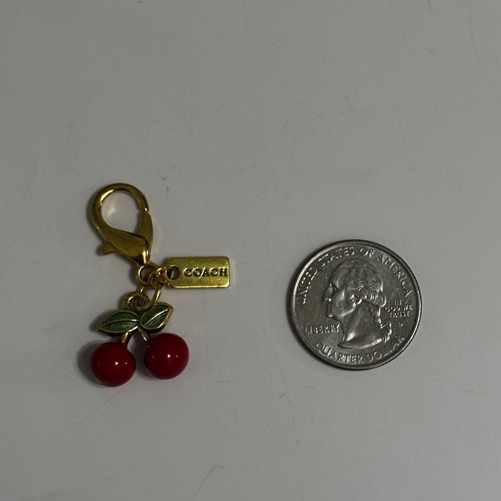 Coach Red Cherry Bag Charm Keychain With Gold Hardware - Picture 6 of 6